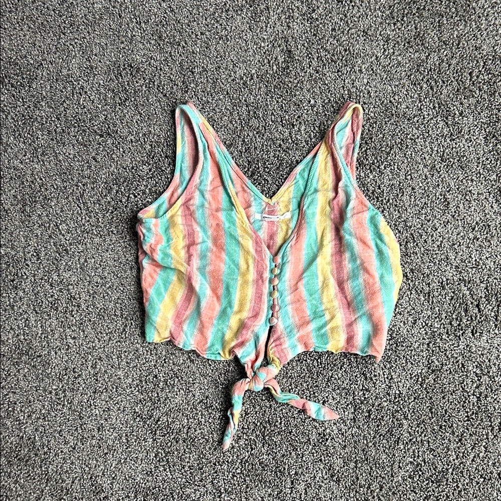 O'Neill Multicolor Striped Tie-Front Top
